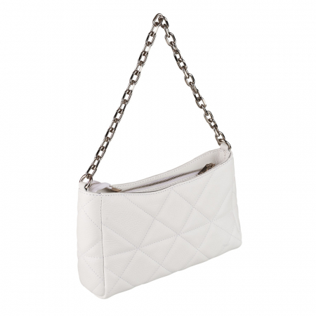 Genți Mici - Geantă Kirra, piele naturala alba, bareta metalica, 8202