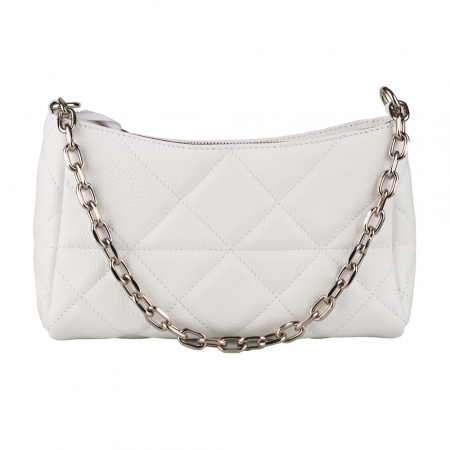 Geantă Kirra, piele naturala alba, bareta metalica, 8202 [1]