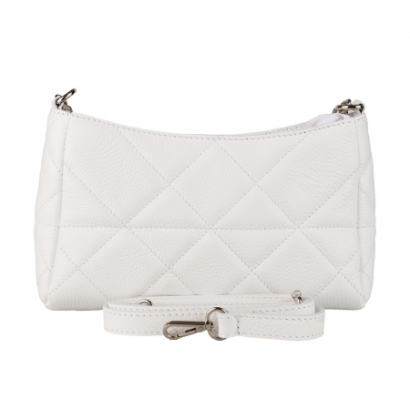 Geantă Kirra, piele naturala alba, bareta metalica, 8202 [2]