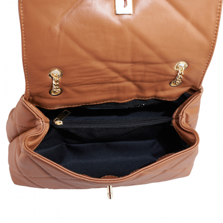 Geantă Amya, piele naturala coniac, bareta metalica, 8163 [3]