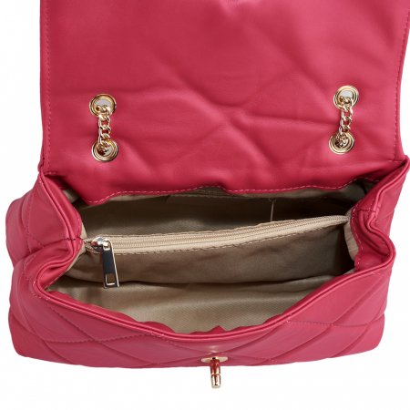 Geantă Amya, piele naturala fucsia, bareta metalica, 8163 [3]