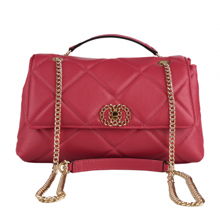 Geantă Amya, piele naturala fucsia, bareta metalica, 8163 [1]