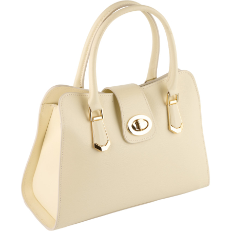 Genți Casual - Geantă Analisa din piele 100% naturală,ivoire, 8117