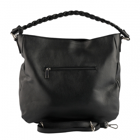 Geanta Anastasia din piele naturala neagra cu accesorii argintii,8230 [2]