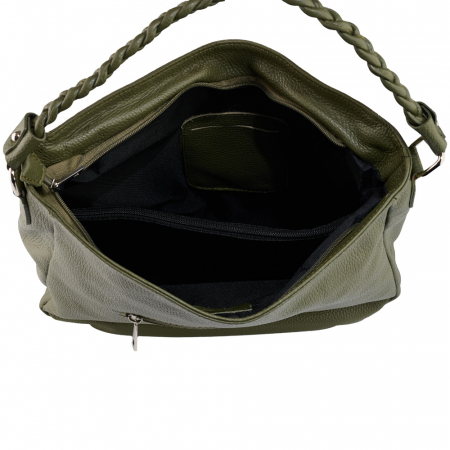 Geanta Anastasia din piele naturala verde cu accesorii argintii,8230 [3]
