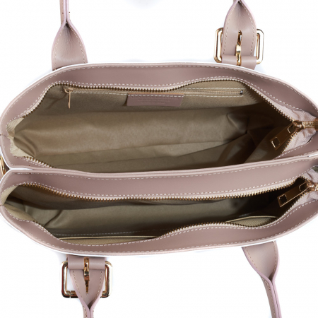 Geanta Arya, piele naturala taupe cu elemente pictate 8149 [4]