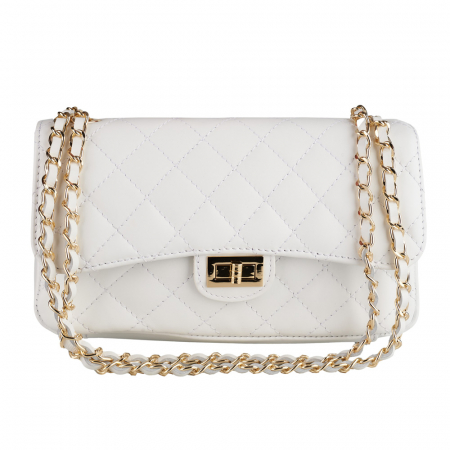 Geantă crossbody piele alba matlasat monocompartimentată 8003 [1]