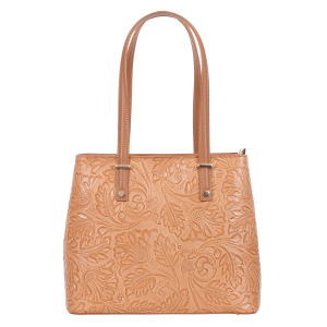 Geanta crem medie cu elemente florale 8036 [2]