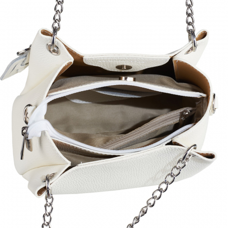 Geantă Calina, piele naturală crem, lant metalic argintiu, 8175 [3]
