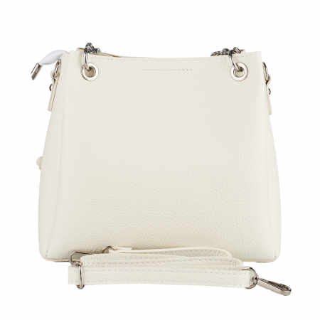 Geantă Calina, piele naturală crem, lant metalic argintiu, 8175 [2]