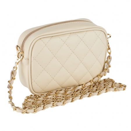 Genți Mici - Geantă Cassia, crossbody piele crem cu aspect matlasat 8167