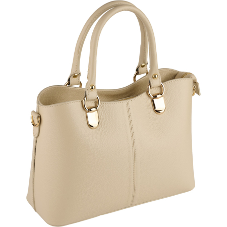 Genți Bej - Geanta Chiara,din piele naturala ivoire cu accesorii aurii 8215