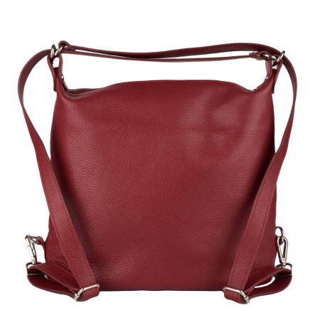 Geantă Jackie, tip rucsac rosu inchis din piele naturală moale 8190 [2]
