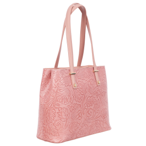 Genți Casual - Geanta roz medie cu elemente florale 8036