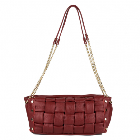 Geantă Debra, piele naturala bordo, lant metalic auriu 8181 [1]