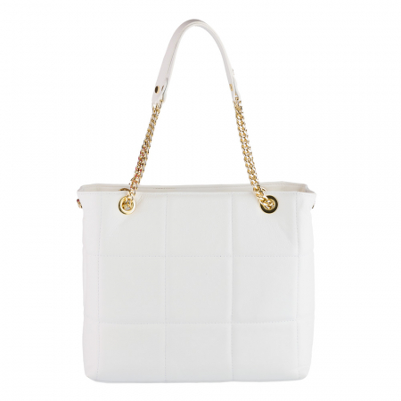 Geanta din piele naturala alba cu aspect matlasat 8213 [1]