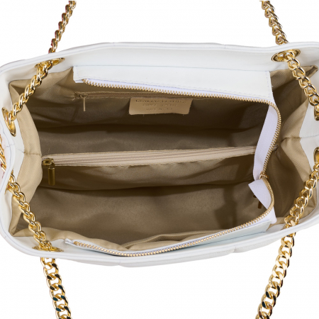 Geanta din piele naturala alba cu aspect matlasat 8213 [2]