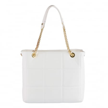 Geanta din piele naturala alba cu aspect matlasat 8213 [3]