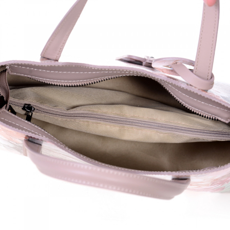 Geanta multicolora, cu elemente florale și baretă roz 8046 [3]