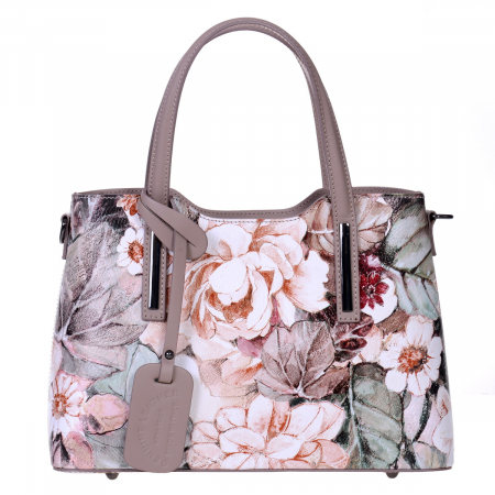 Geanta multicolora, cu elemente florale și baretă roz 8046 [1]