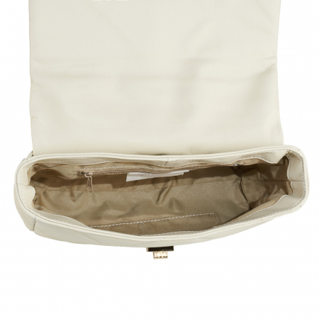 Geantă Rayssa, piele naturala matlasata crem, bareta metalica aurie, 8182 [3]