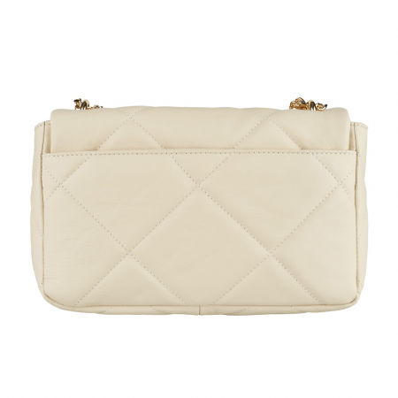 Geantă Rayssa, piele naturala matlasata crem, bareta metalica aurie, 8182 [2]