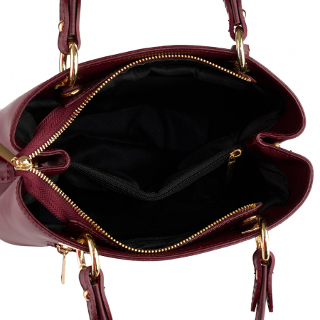 Geantă Eveline, din piele naturală bordo accesorii aurii 8013 [3]