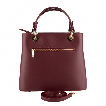 Geantă Eveline, din piele naturală bordo accesorii aurii 8013 [2]