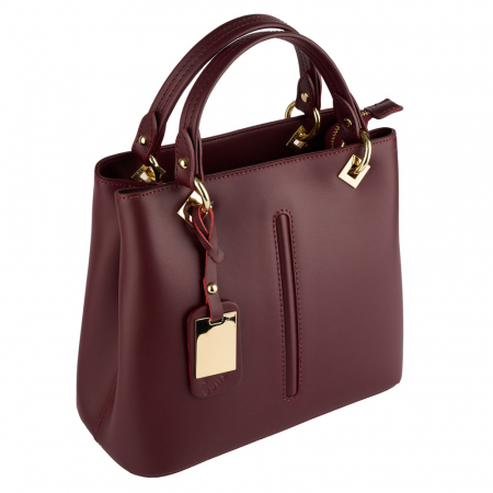 Genți Casual - Geantă Eveline, din piele naturală bordo accesorii aurii 8013