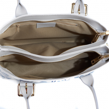 Geanta Marysa, piele naturala gri deschis cu elemente florale 8151 [4]