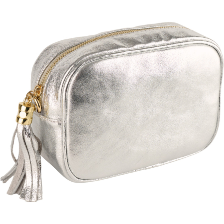 Genți Casual - Geantă Gilda,crossbody din piele naturala argintiu sidefat 8210