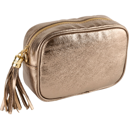 Genți Cafenii - Geantă Gilda,crossbody din piele naturala bronz sidefat 8210