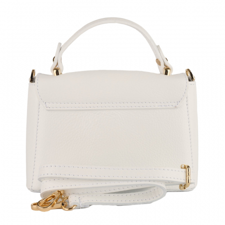 Geanta Irene,de mana sau tip crossbody din piele naturala alba 8212 [2]