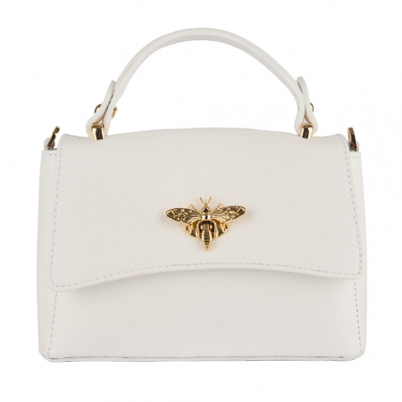 Geanta Irene,de mana sau tip crossbody din piele naturala alba 8212 [1]