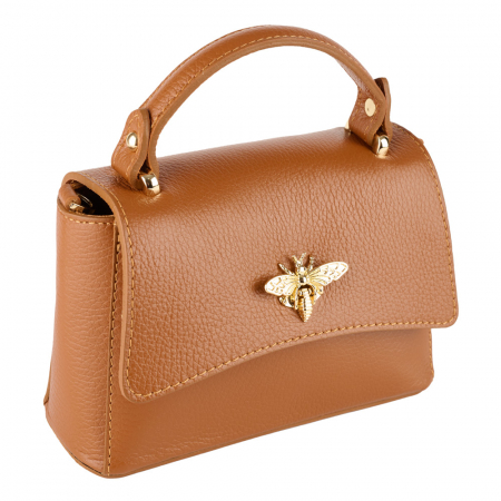 Geanta Irene,de mana sau tip crossbody din piele naturala coniac 8212