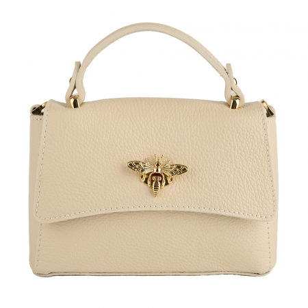 Geanta Irene,de mana sau tip crossbody din piele naturala crem 8212 [1]