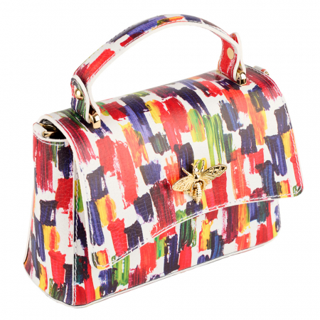 Geantă Irene din piele naturală, multicolor, imprimeu abstract 8212
