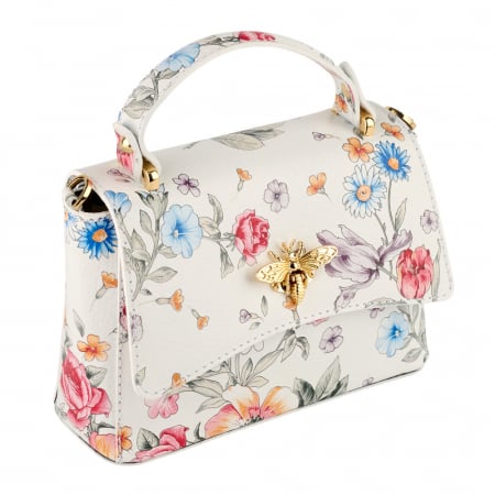 Geanta Irene,din piele naturala multicolor, imprimeu floral 8212