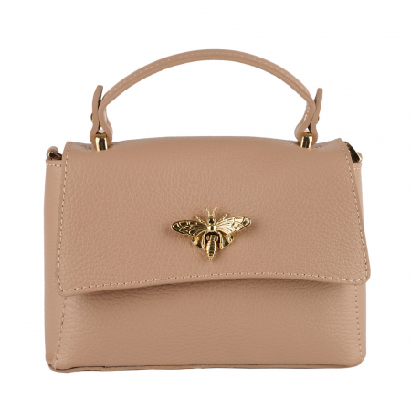 Geanta Irene,de mana sau tip crossbody din piele naturala nude 8212 [1]