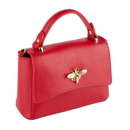 Genți Mici - Geanta Irene,de mana sau tip crossbody din piele naturala rosie 8212