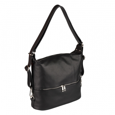 Genți Moderne - Geantă Jackie, tip rucsac negru din piele naturală moale 8190