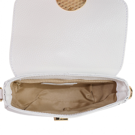 Geanta June,de mana sau tip crossbody din piele naturala alba 8224 [3]