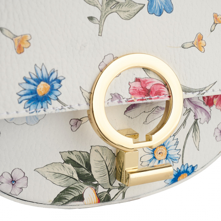 Geanta June,de mana sau tip crossbody din piele naturalaalba cu imprimeu floral 8224 [3]