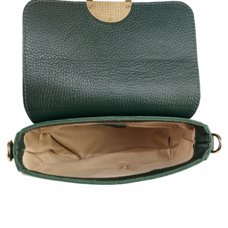 Geanta June,de mana sau tip crossbody din piele naturala verde inchis8224 [3]
