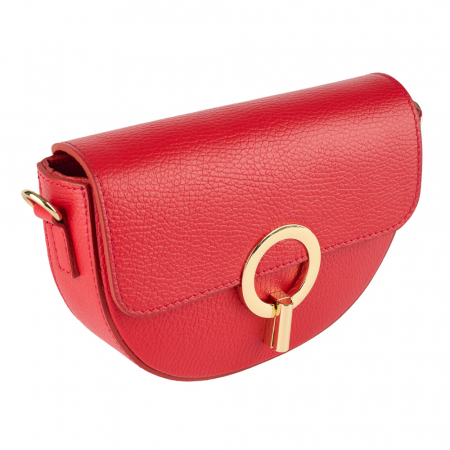 Geanta June,de mana sau tip crossbody din piele naturala rosie 8224