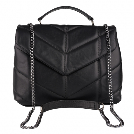 Geantă Kate, piele naturala neagra, bareta metalica, 8194 [1]