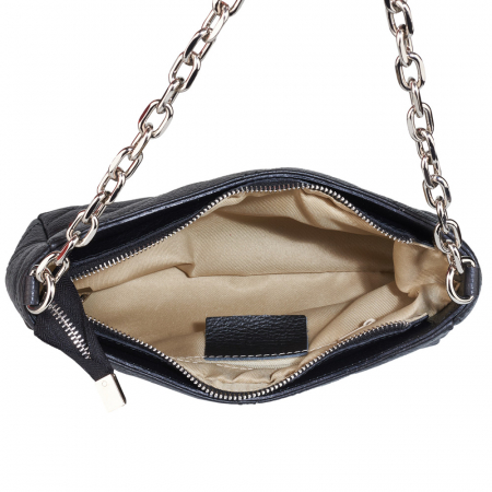 Geantă Kirra, piele naturala neagra, bareta metalica, 8202 [3]