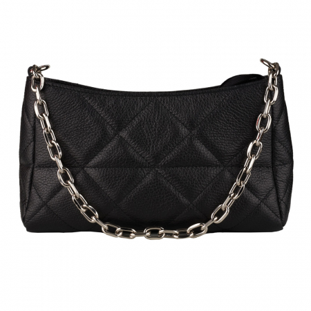 Geantă Kirra, piele naturala neagra, bareta metalica, 8202 [1]