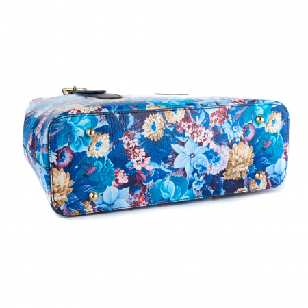 Geanta Sabyne, piele naturala bleumarin cu elemente florale 8153 [3]