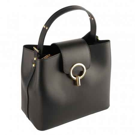 Geantă Megan, piele 100% naturala, negru , 8237